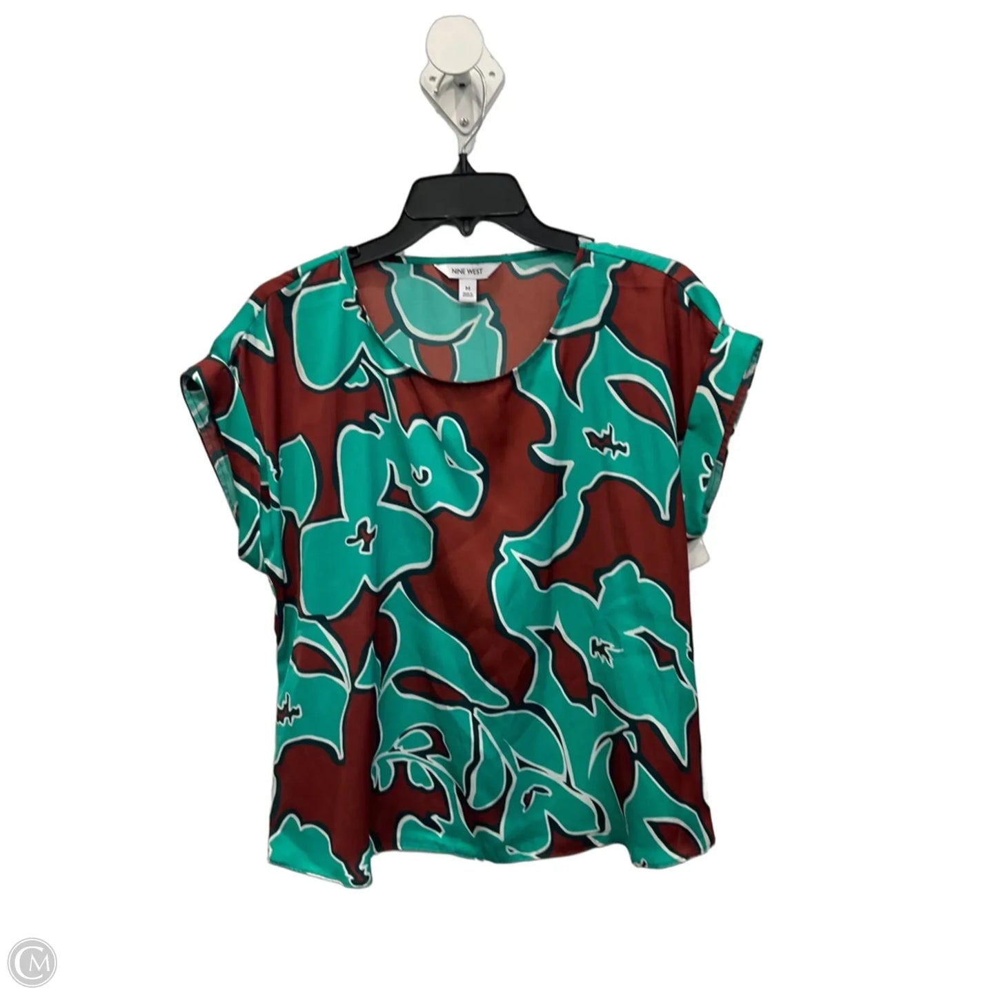 Top Short Sleeve By Nine West In Green, Size: M