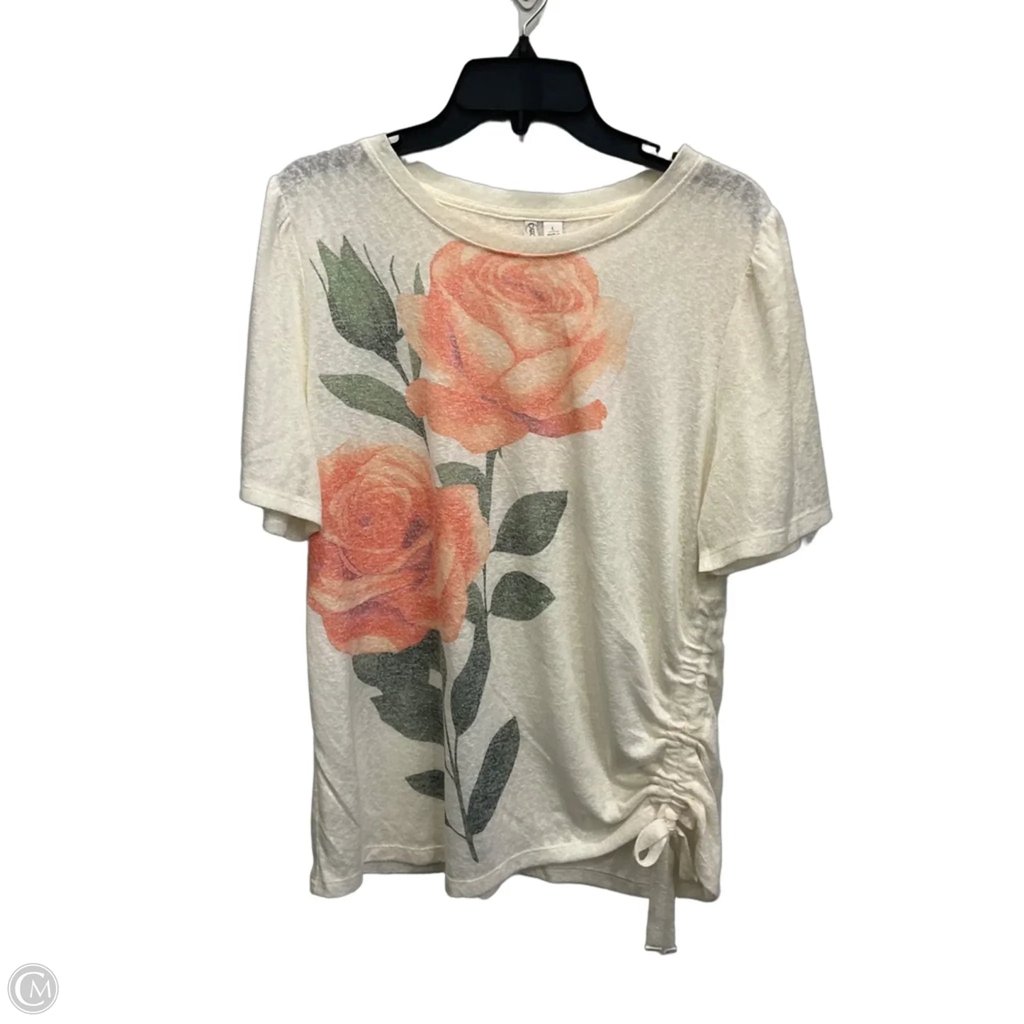 Top Short Sleeve By Cato In Cream, Size: L