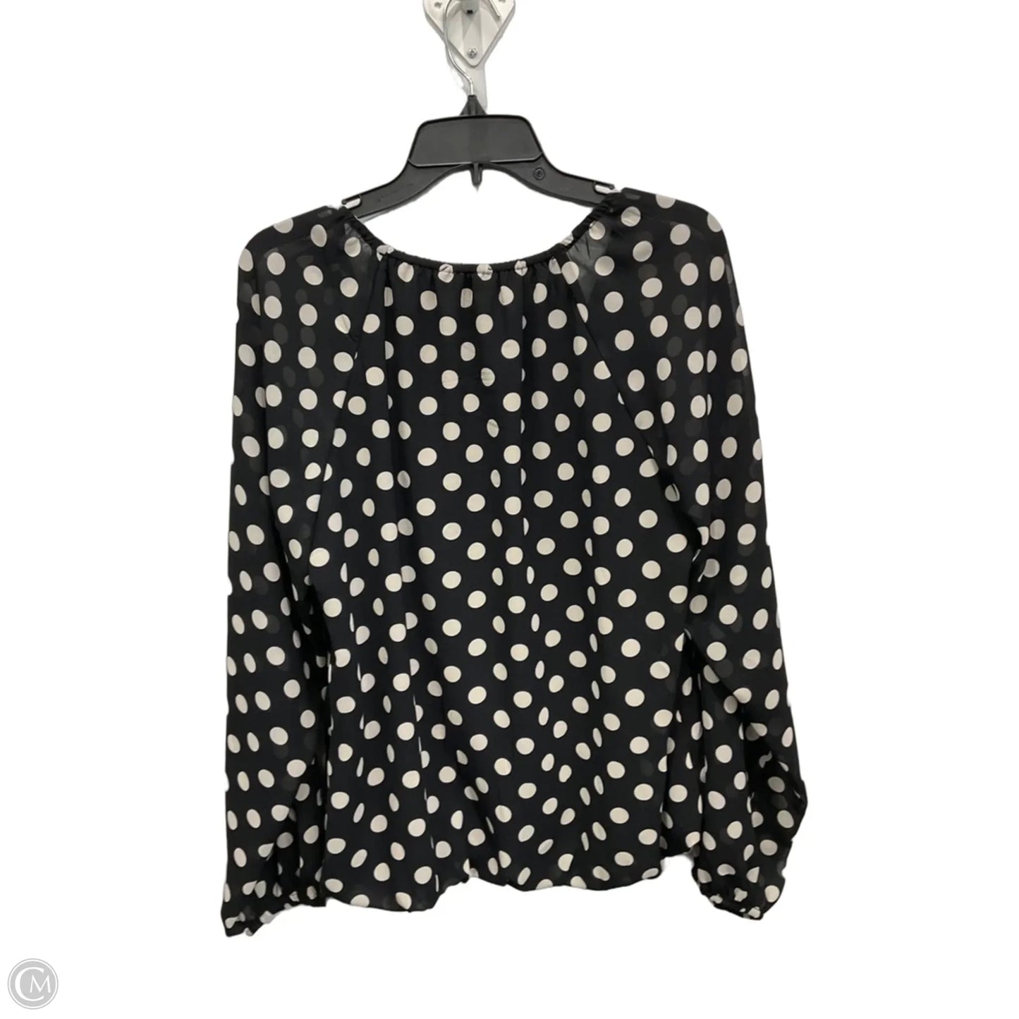 Top Long Sleeve By Evereve In Polkadot Pattern, Size: L
