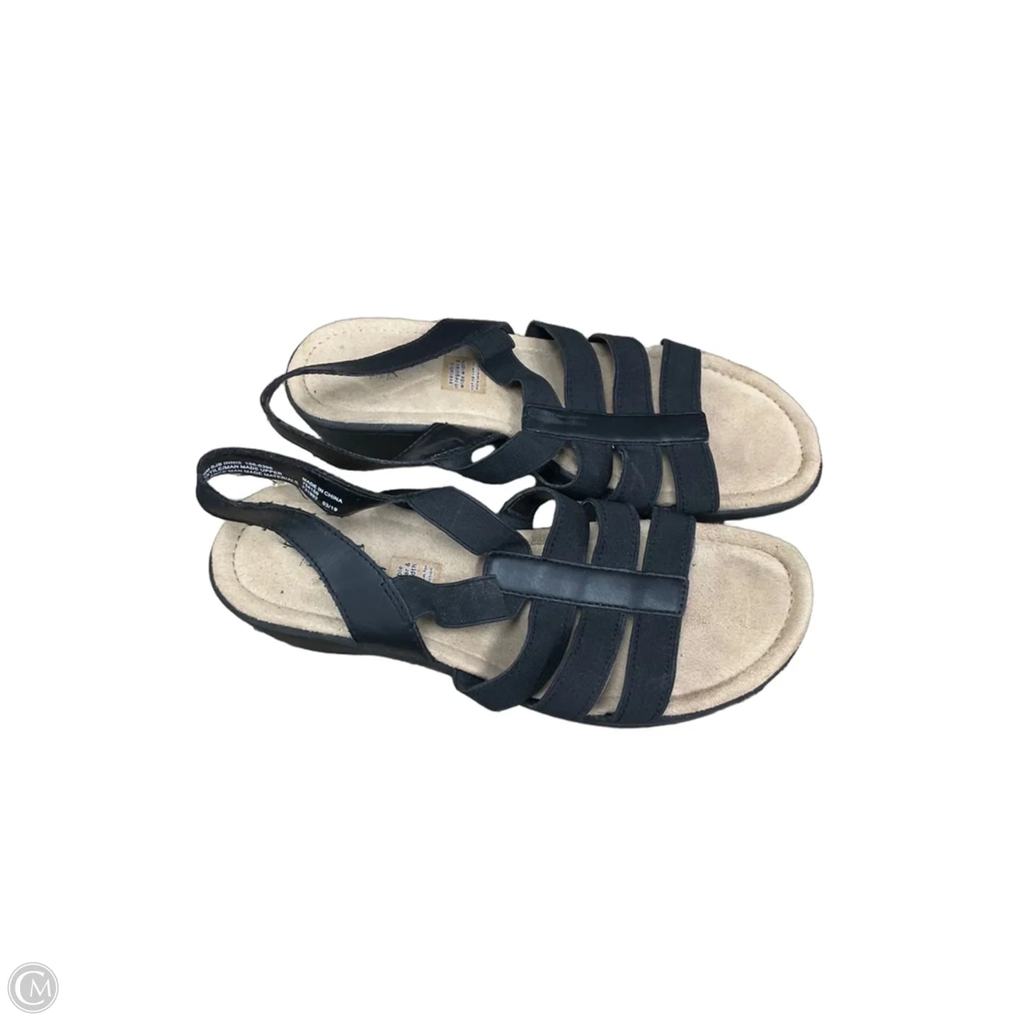 Sandals Heels Wedge By Studio West In Black, Size: 9.5