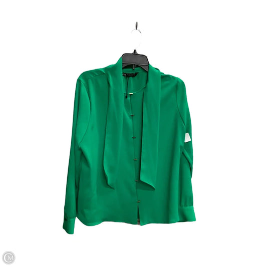 Blouse Long Sleeve By Zara In Green, Size: L