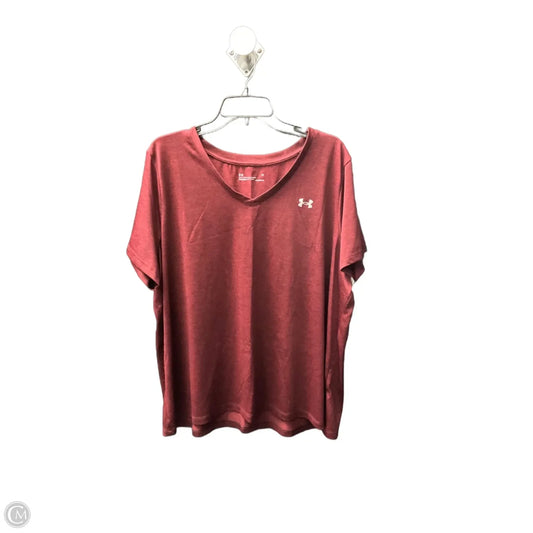Athletic Top Short Sleeve By Under Armour In Red, Size: 2x