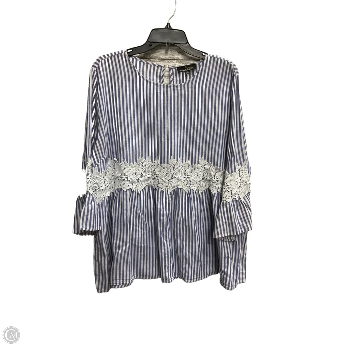 Top 3/4 Sleeve By Suzanne Betro In Striped Pattern, Size: 2x