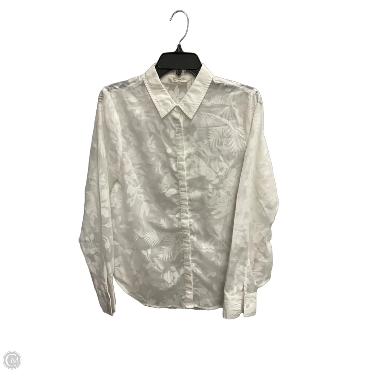 Blouse Long Sleeve By Doe & Rae In White, Size: M