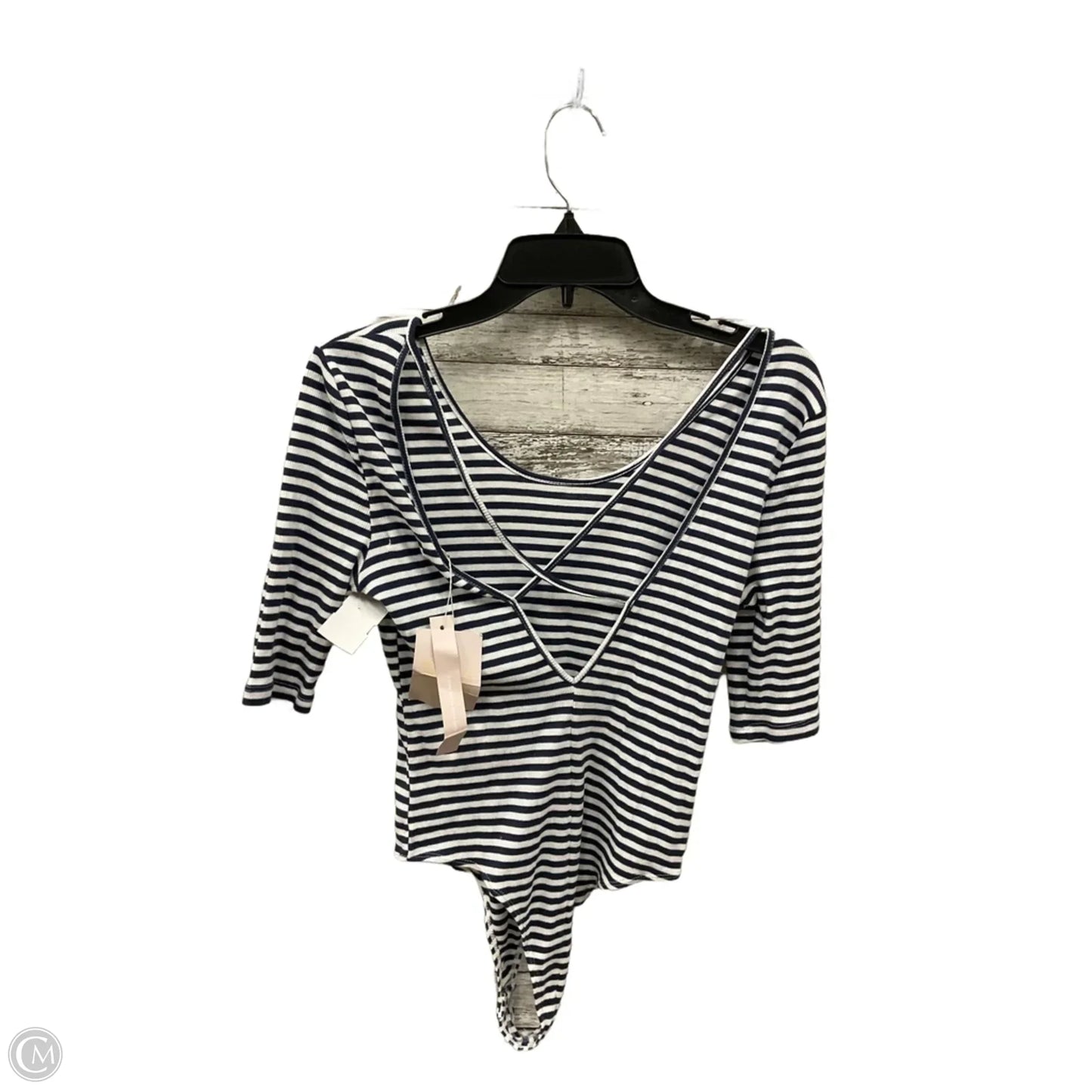 Top 3/4 Sleeve By Avec Les Filles In Striped Pattern, Size: L