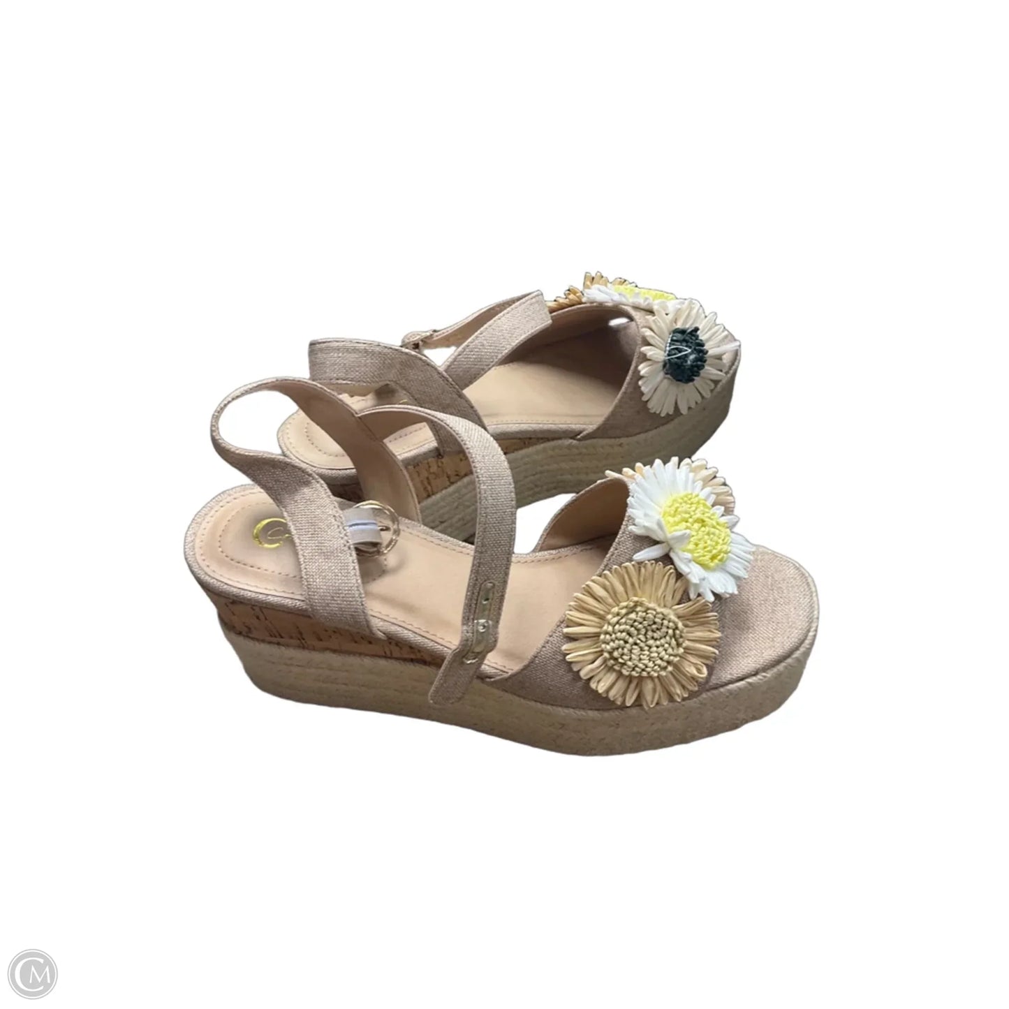 Sandals Heels Wedge By Comfort Plus In Tan, Size: 9