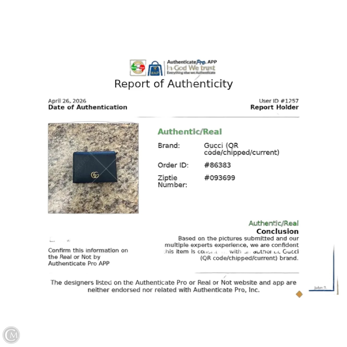 Wallet Luxury Designer By Gucci, Size: Small