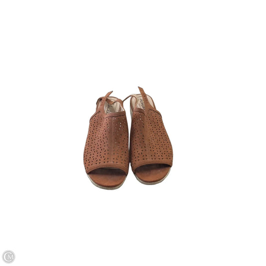 Sandals Heels Wedge By Abella In Brown, Size: 9.5