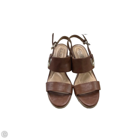 Sandals Heels Wedge By Abella In Brown, Size: 9.5