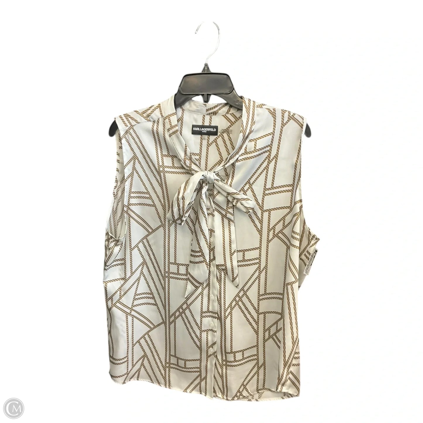 Top Sleeveless Designer By Karl Lagerfeld In Gold & White, Size: Xl