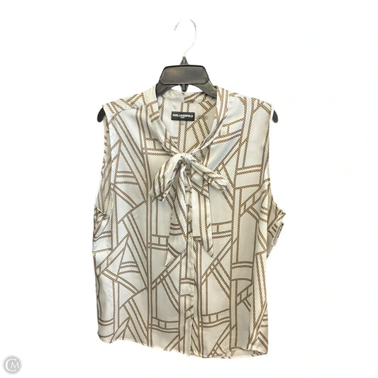 Top Sleeveless Designer By Karl Lagerfeld In Gold & White, Size: Xl