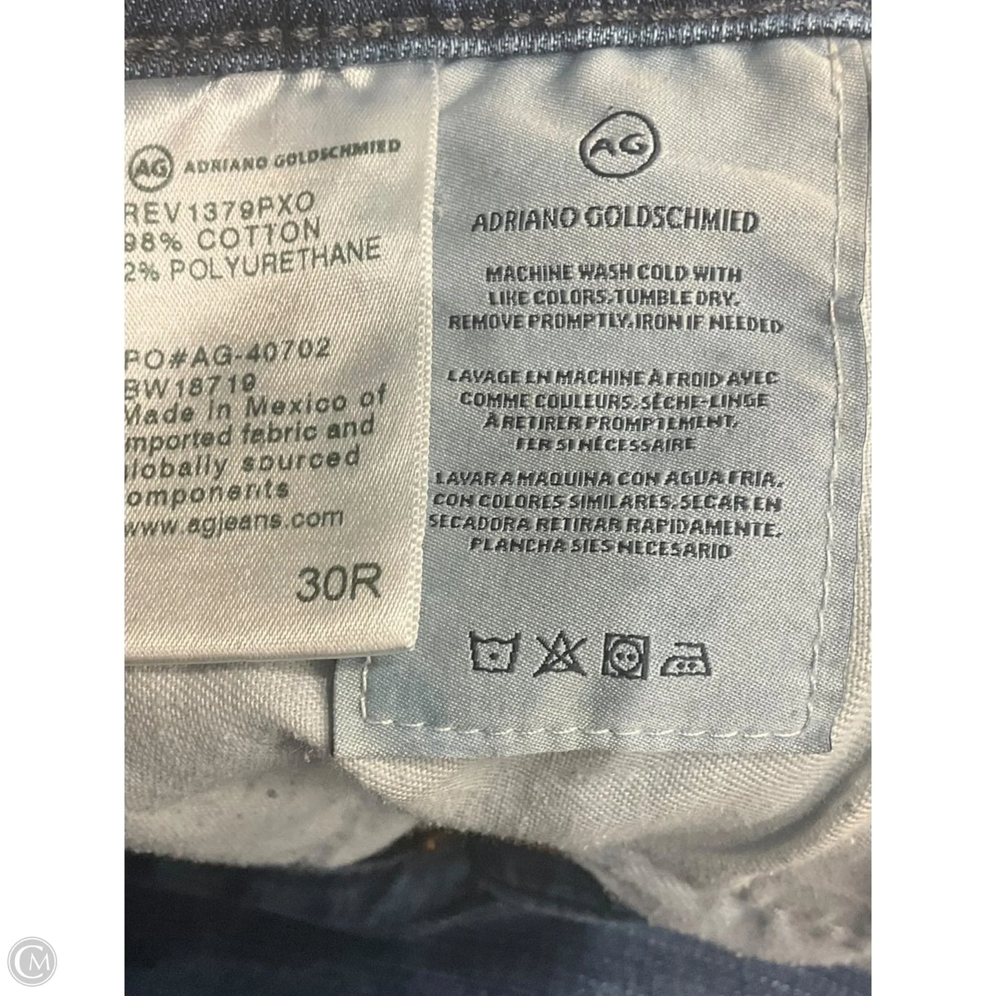 Jeans Skinny By Adriano Goldschmied In Blue Denim, Size: 8