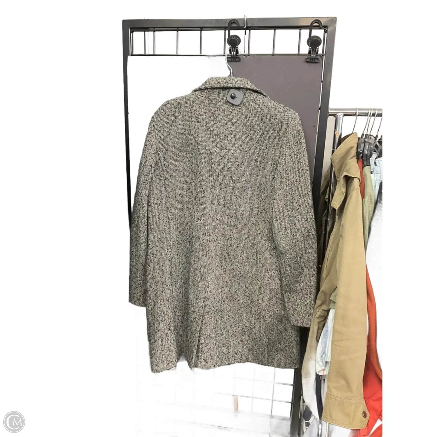 Coat Trench Coat By Style And Company In Black & Grey, Size: L