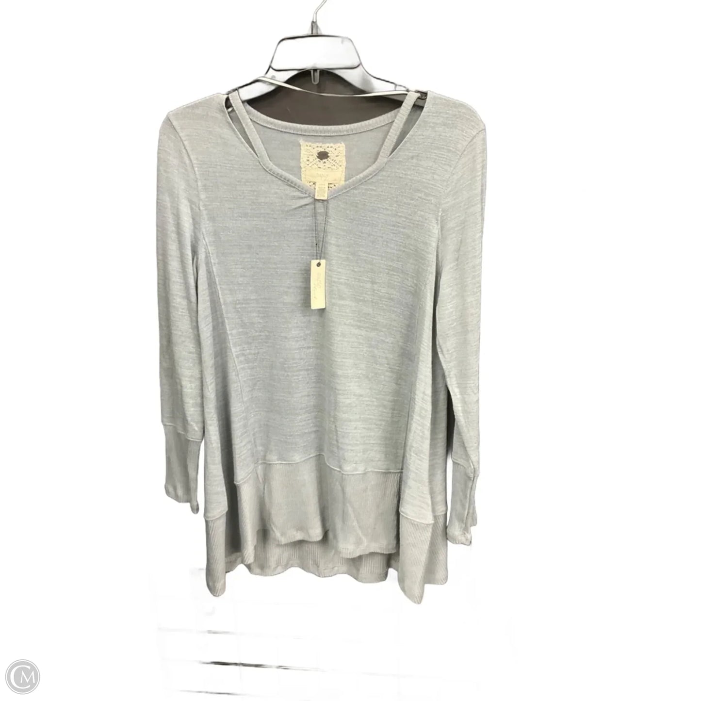 Top Long Sleeve By Cupio In Grey, Size: L