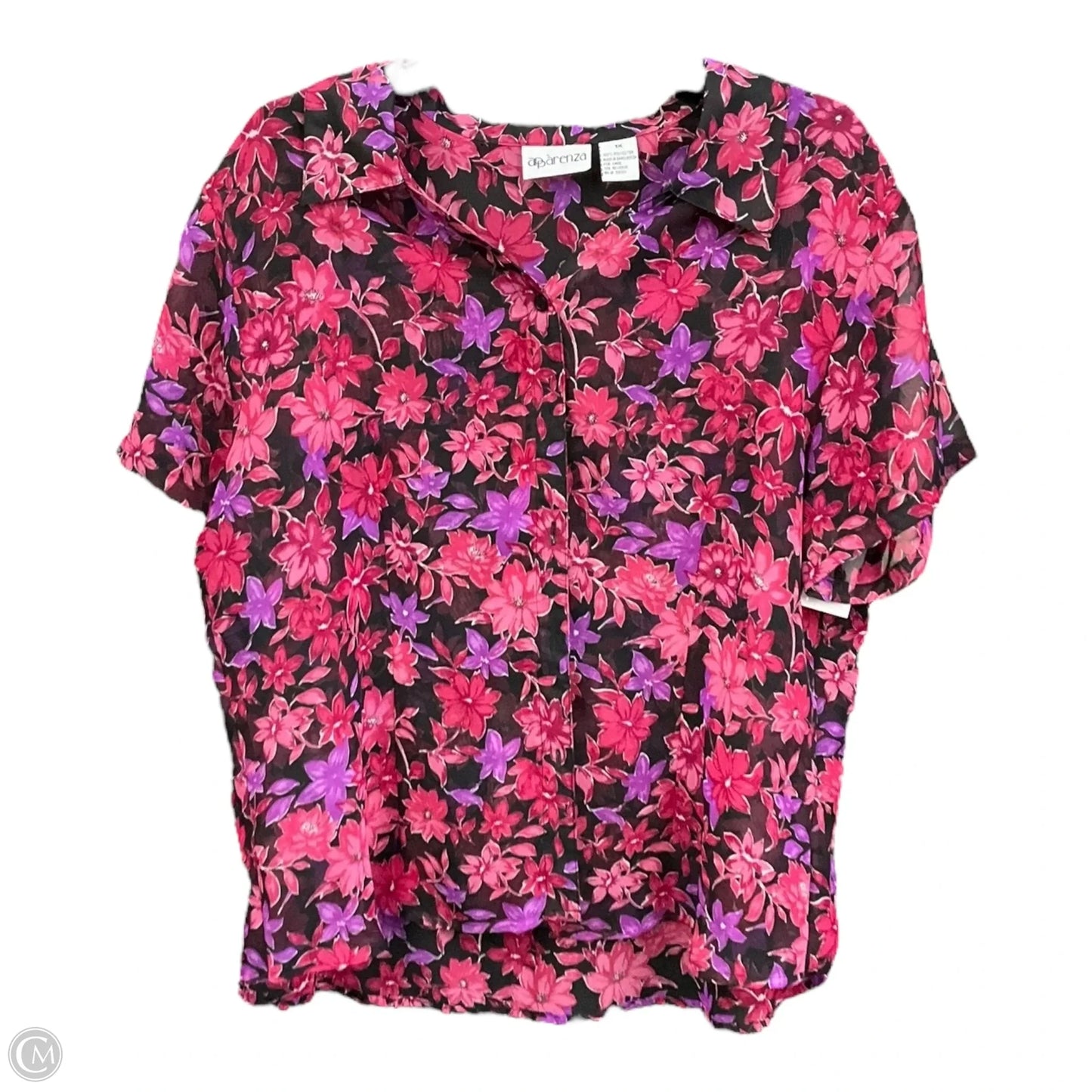 Blouse Short Sleeve By Aparenza In Floral Print, Size: 1x