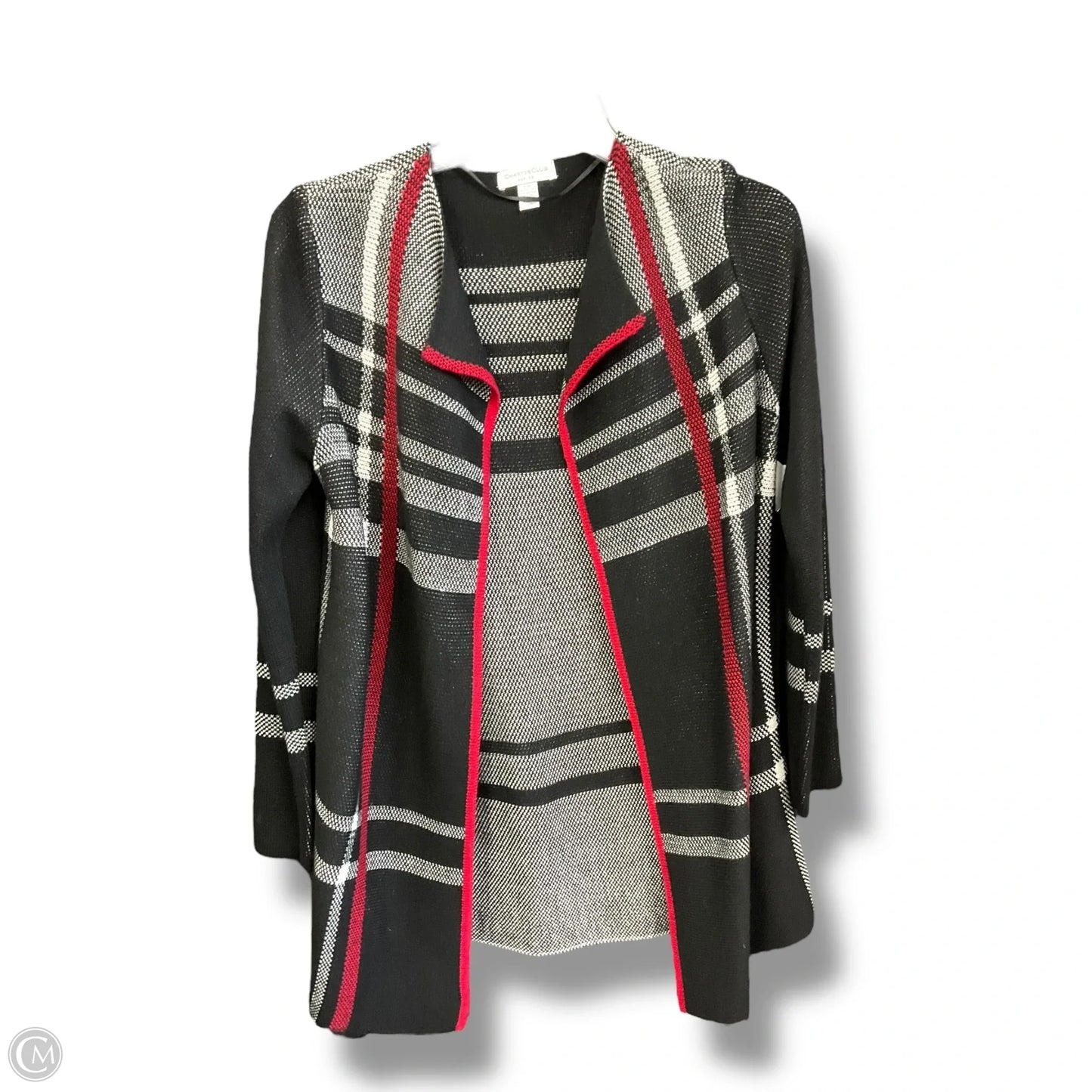 Cardigan By Charter Club In Black & Red, Size: Mp