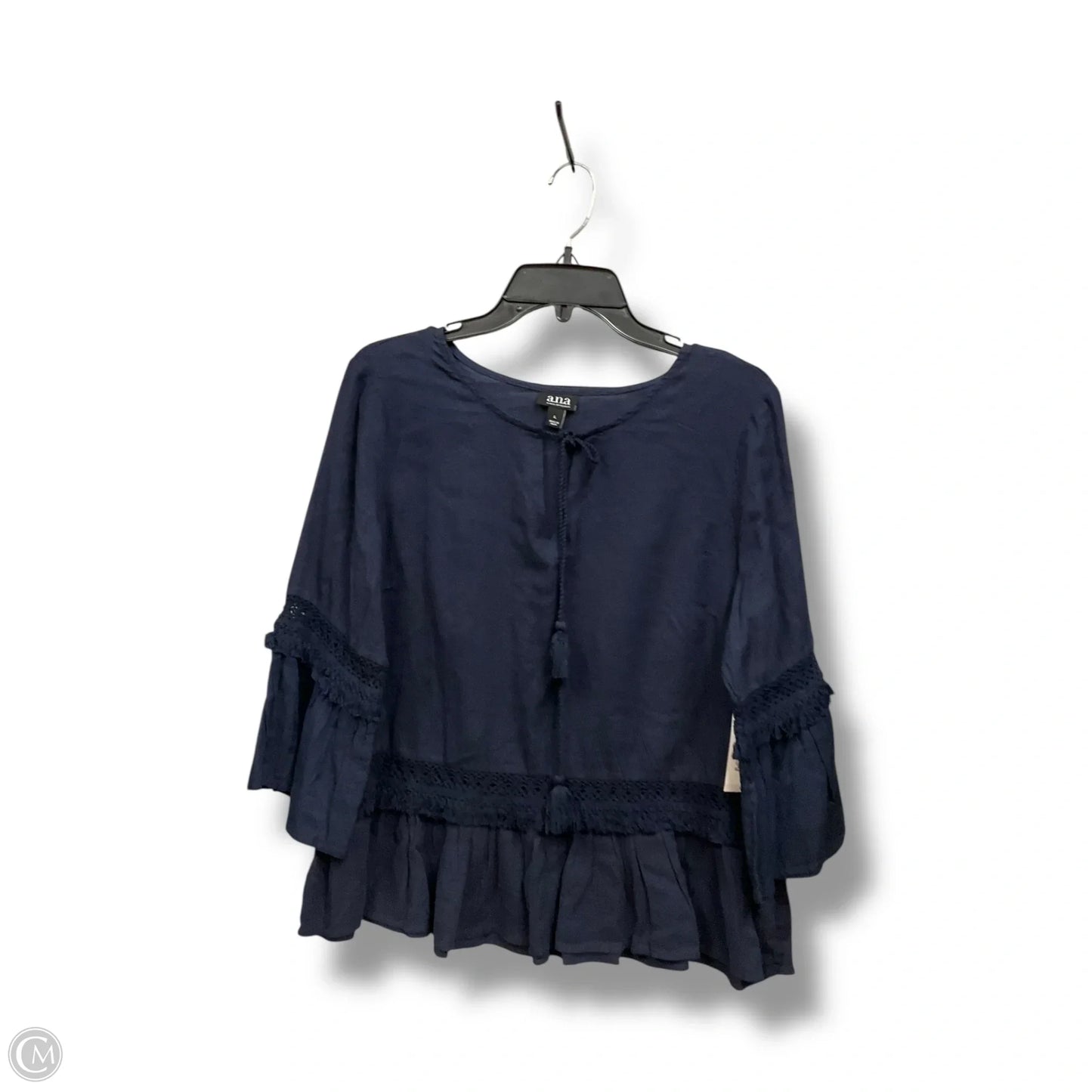 Top Long Sleeve By Ana In Navy, Size: L