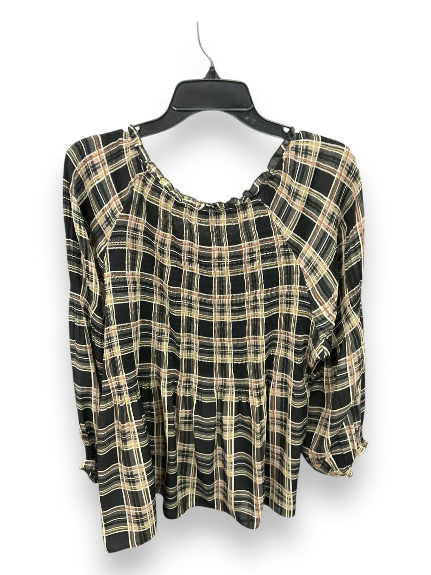 Top Long Sleeve By Melissa Paige In Plaid Pattern, Size: 2x