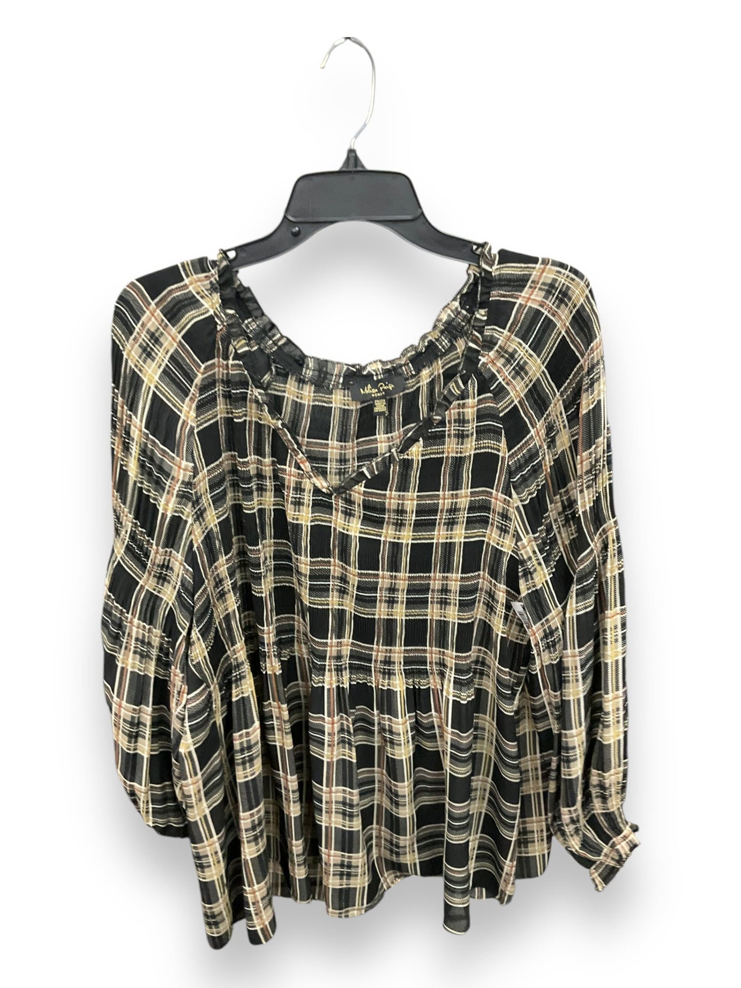 Top Long Sleeve By Melissa Paige In Plaid Pattern, Size: 2x