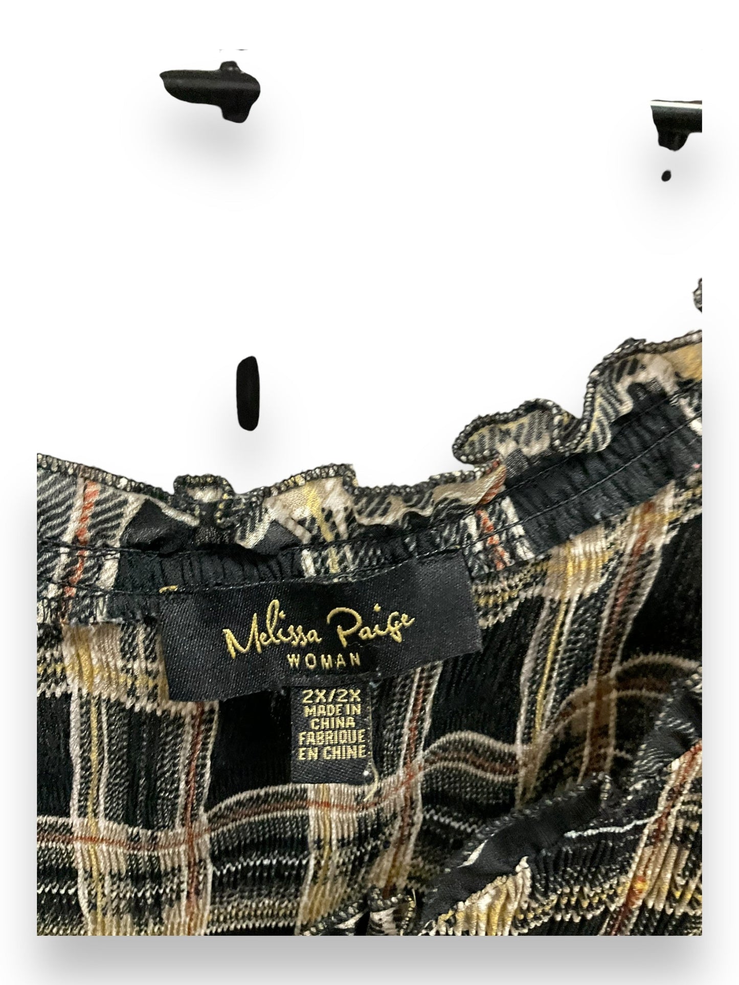 Top Long Sleeve By Melissa Paige In Plaid Pattern, Size: 2x