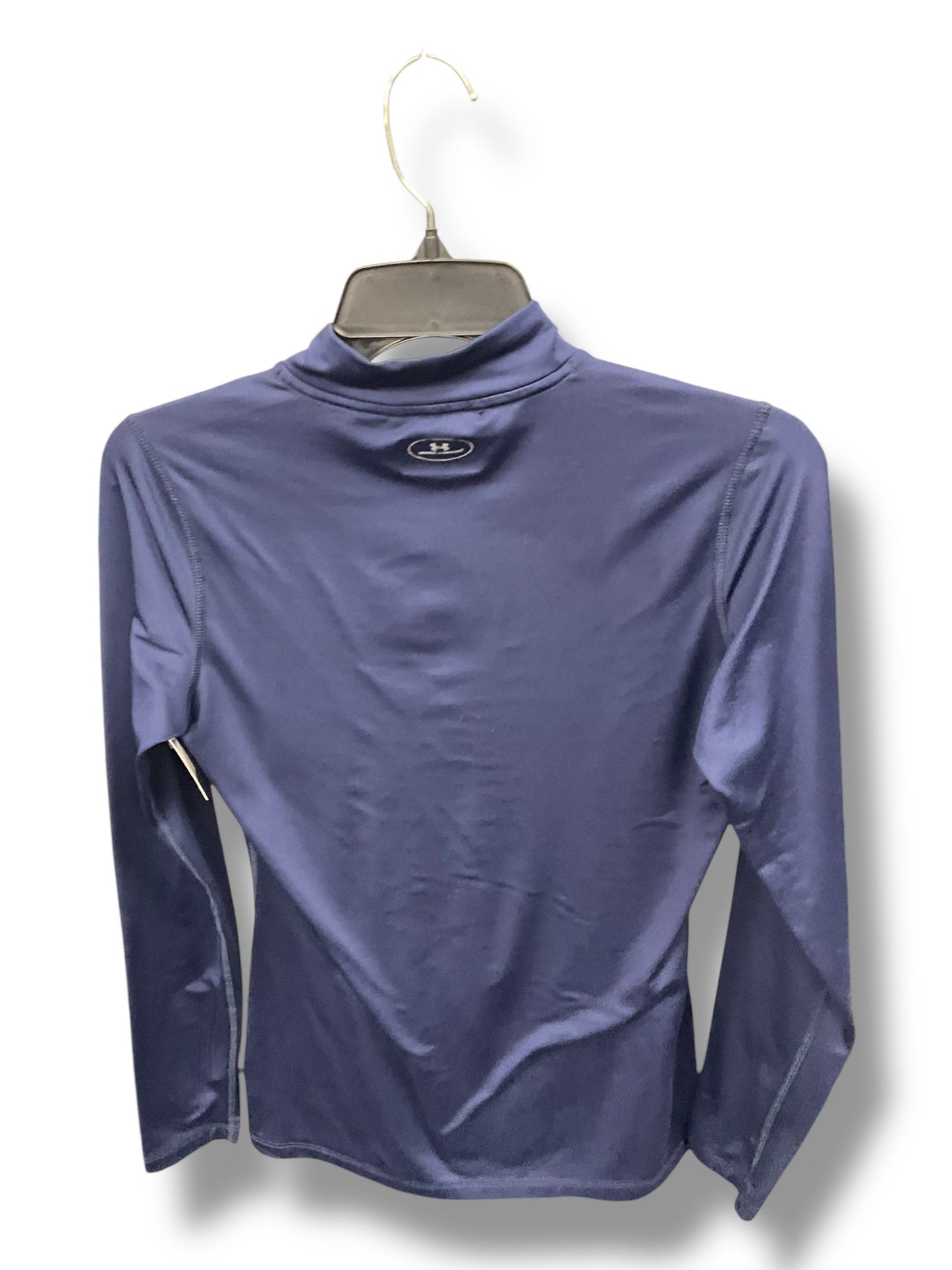 Athletic Top Long Sleeve Collar By Under Armour In Navy, Size: M