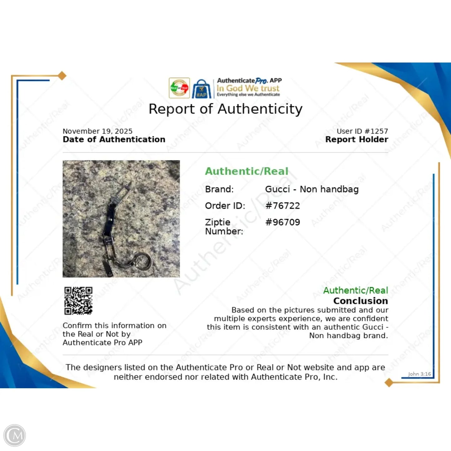 Key Chain Luxury Designer By Gucci