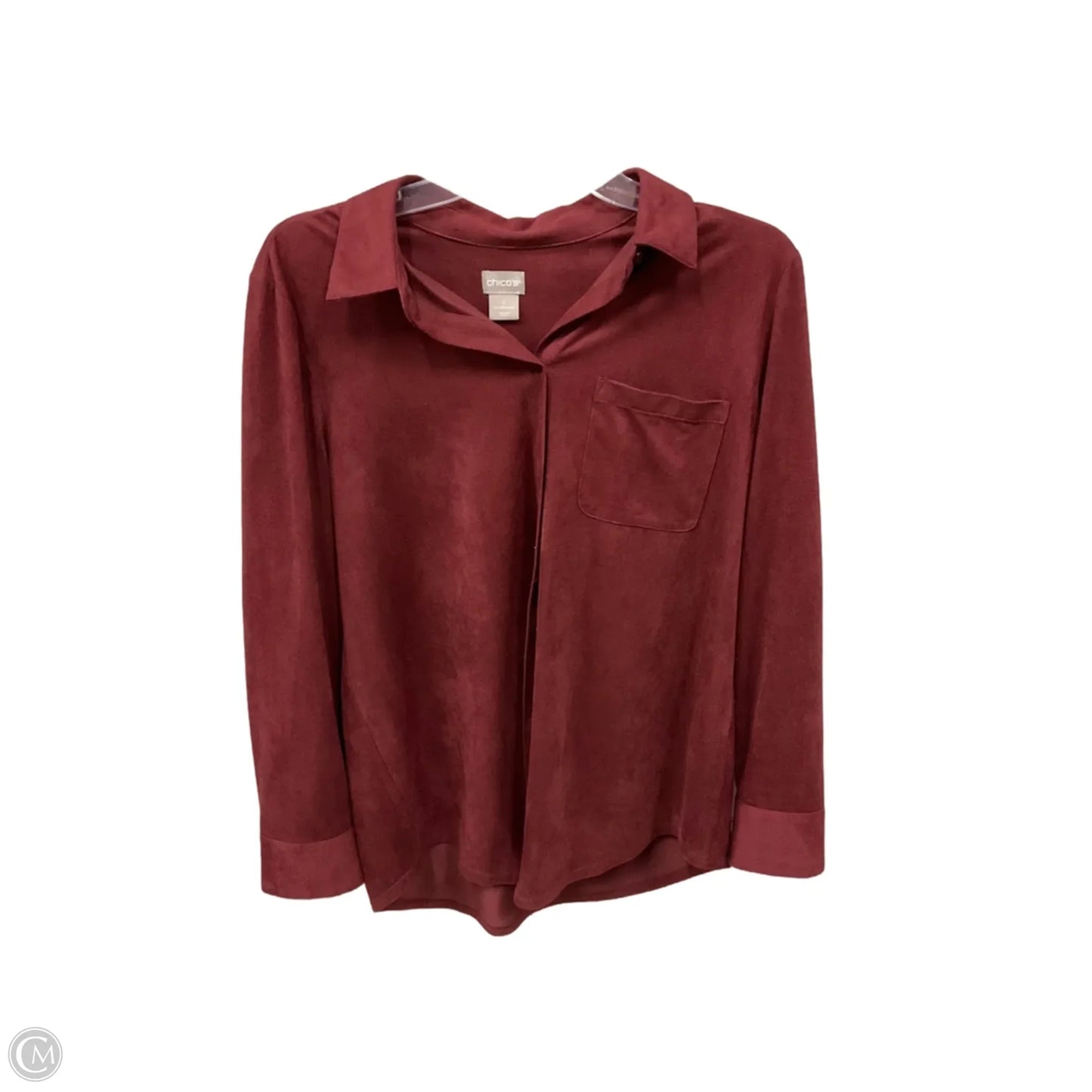 Blouse Long Sleeve By Chicos In Red, Size: M