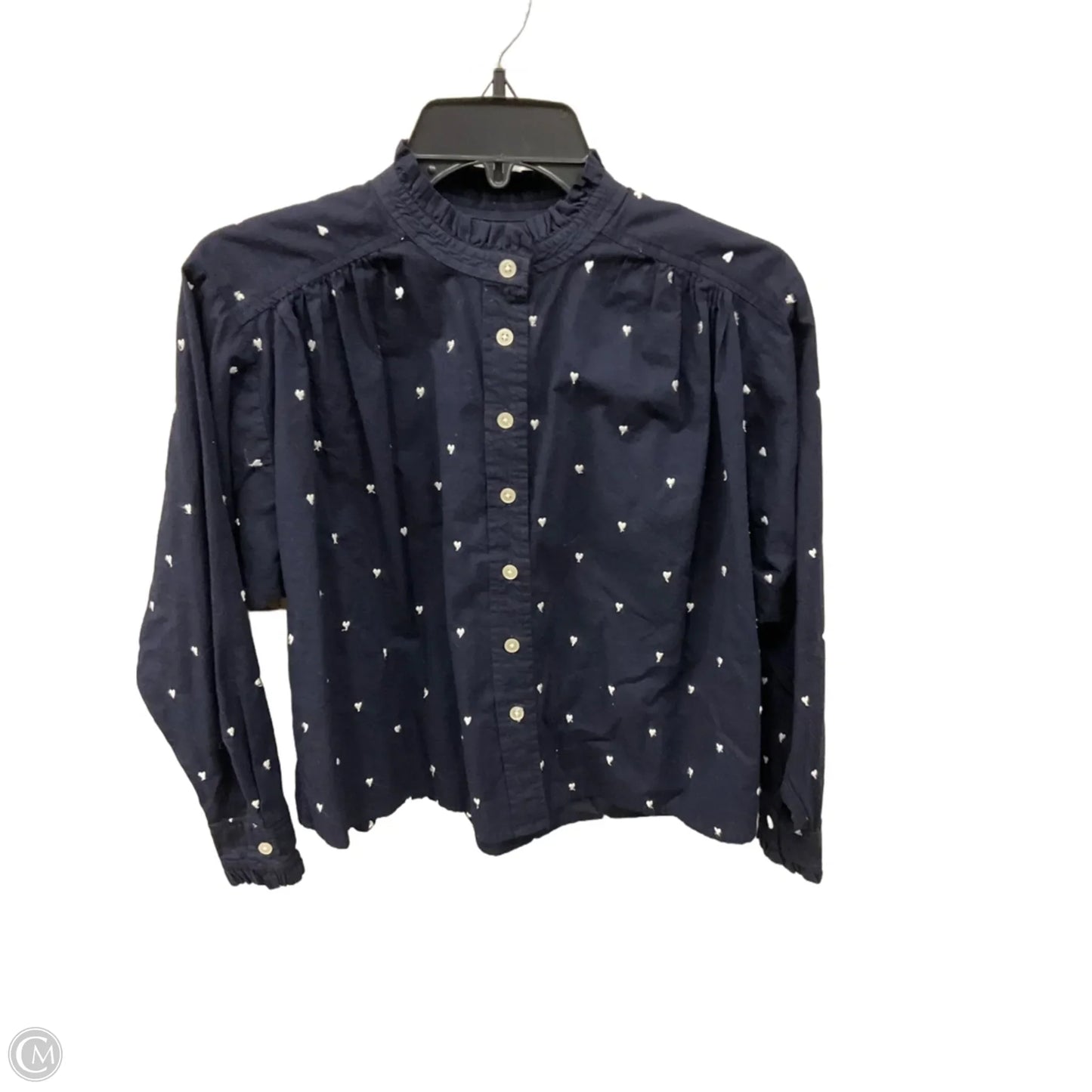 Blouse Long Sleeve By Loft In Navy, Size: Xsp