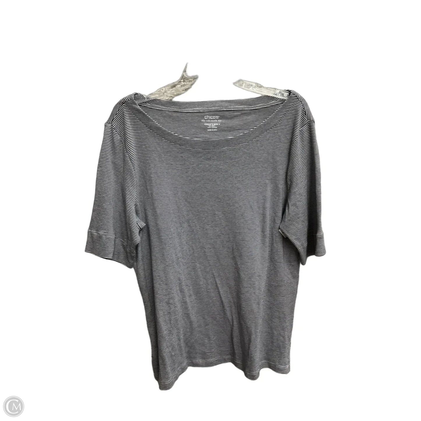 Top Short Sleeve By Chicos In Striped Pattern, Size: L