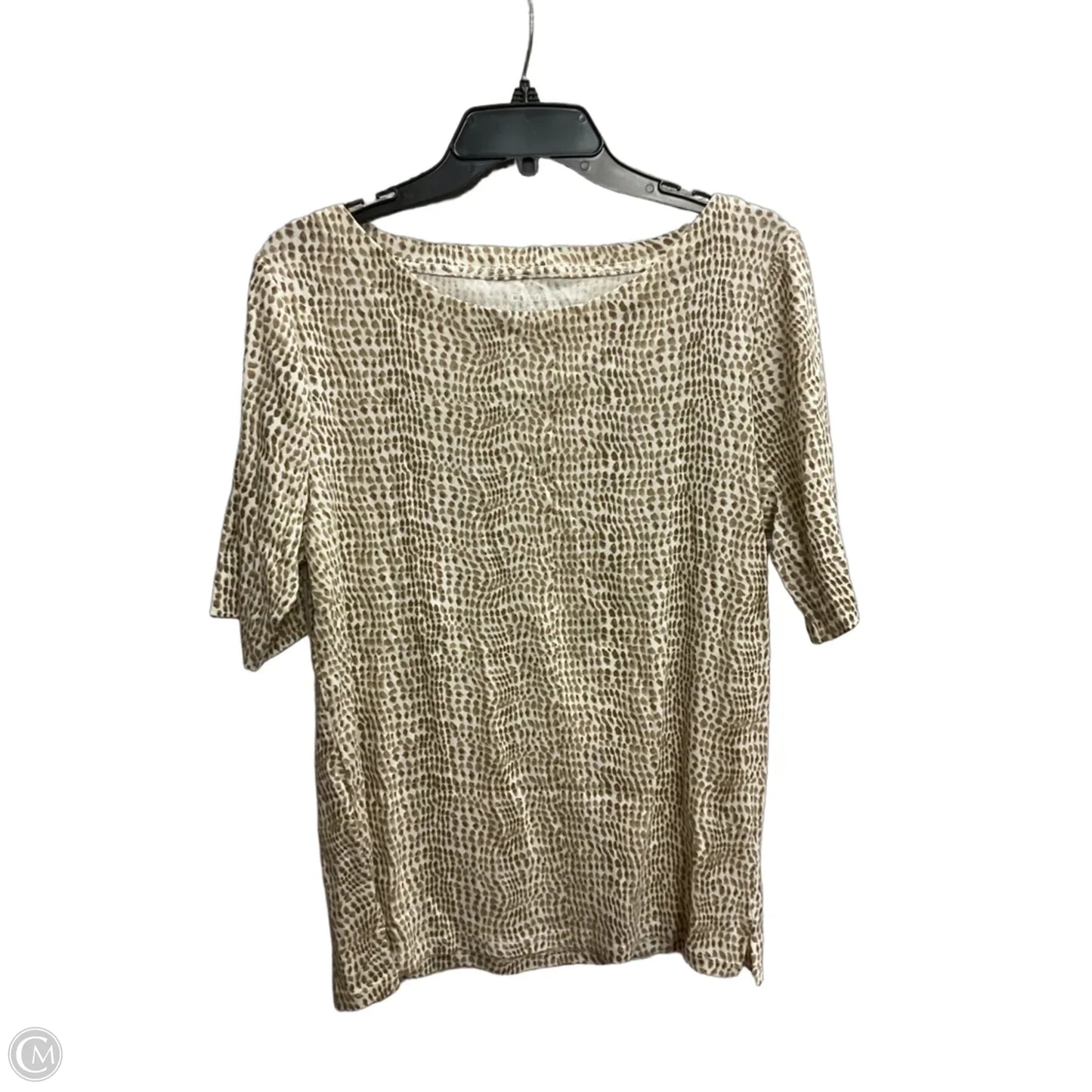 Top Short Sleeve By Chicos In Brown & White, Size: L