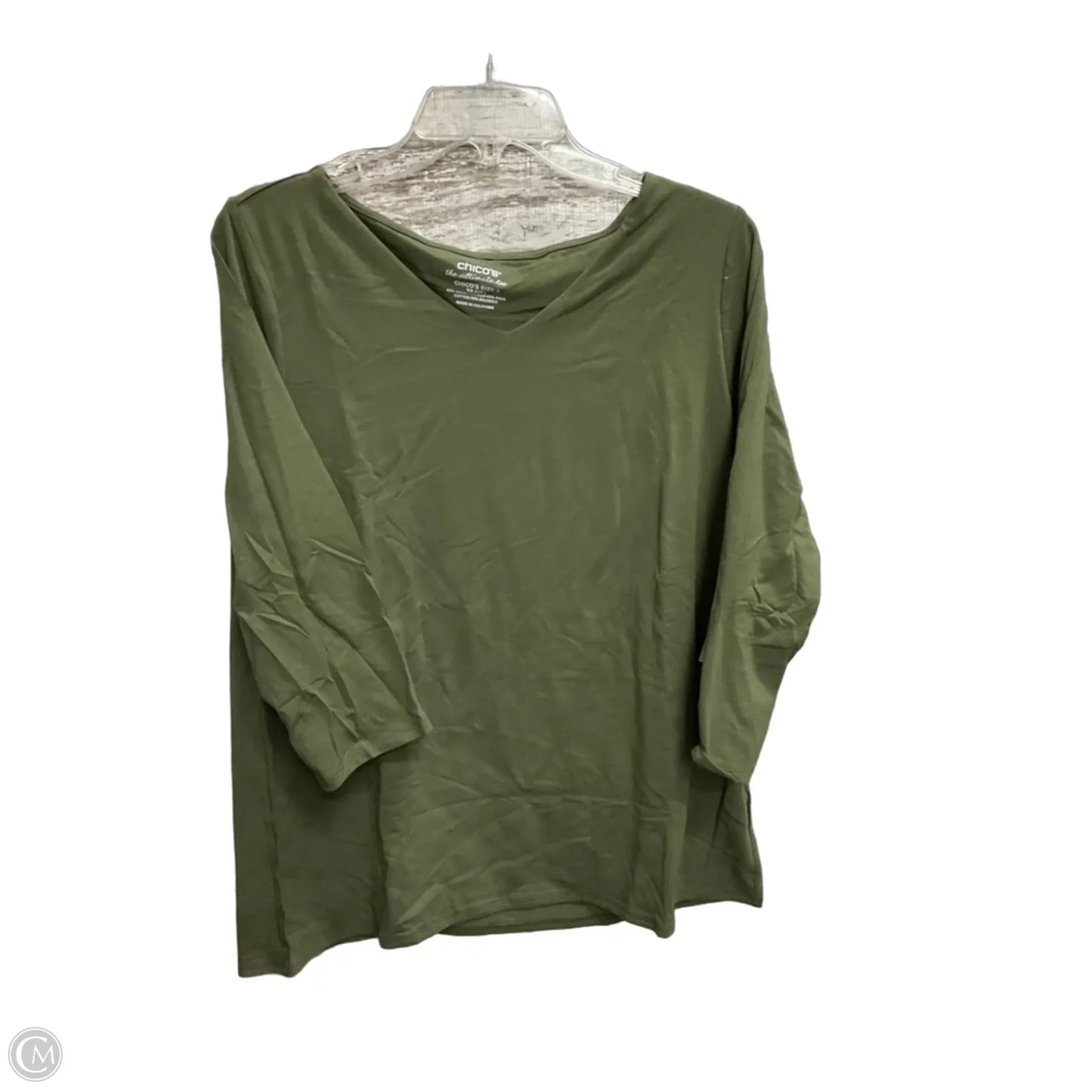 Top Long Sleeve Basic By Chicos In Green, Size: L