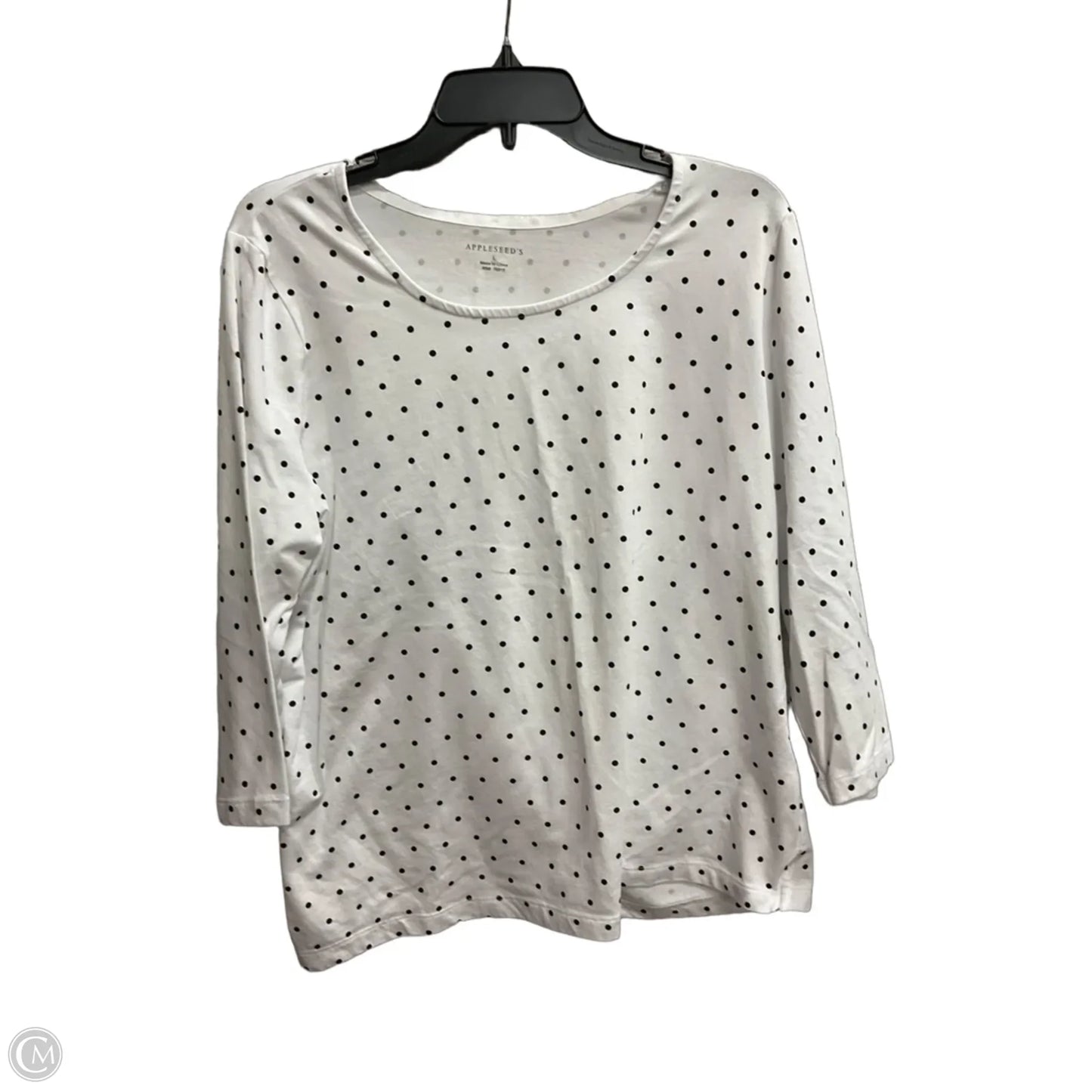 Top 3/4 Sleeve By Appleseeds In Polkadot Pattern, Size: L