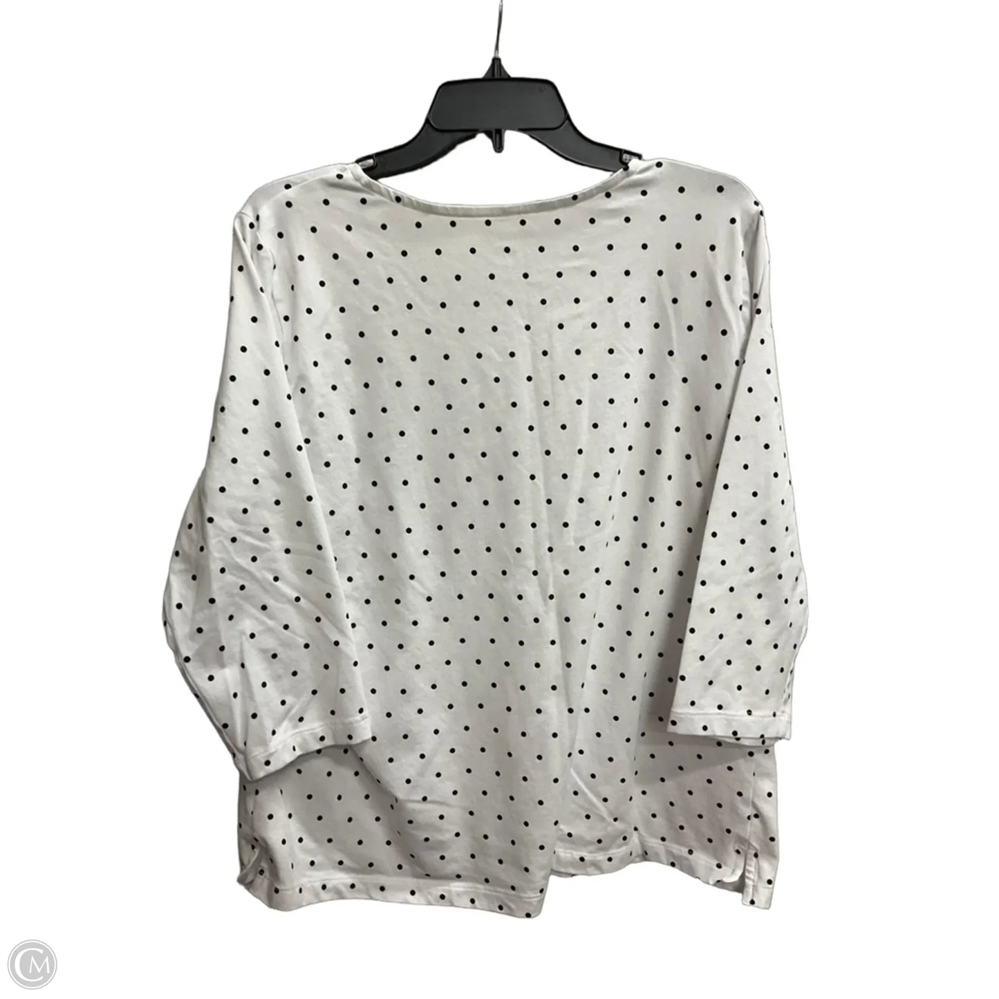 Top 3/4 Sleeve By Appleseeds In Polkadot Pattern, Size: L