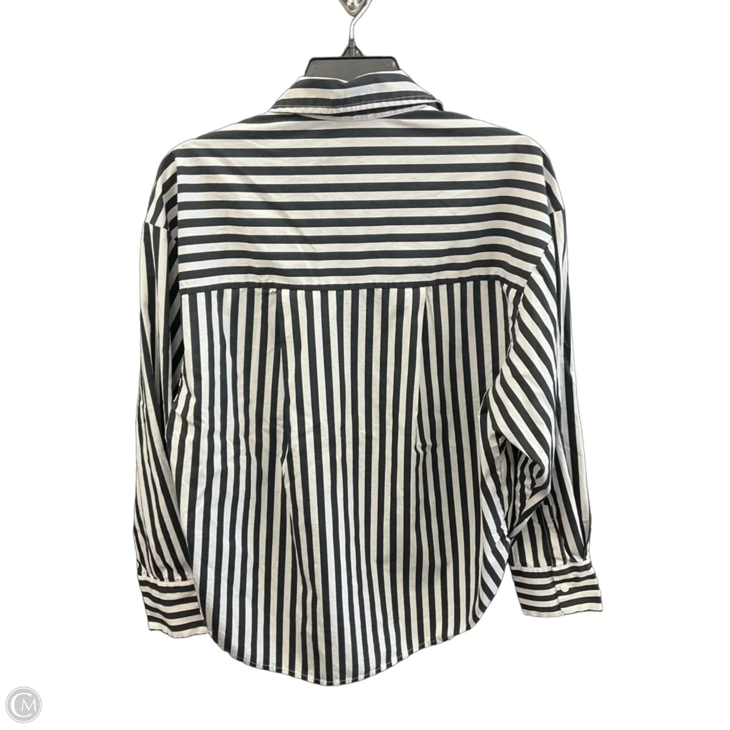Blouse Long Sleeve By Express In Striped Pattern, Size: S