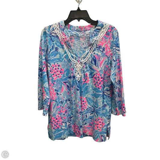 Top Long Sleeve Designer By Lilly Pulitzer In Blue, Size: L