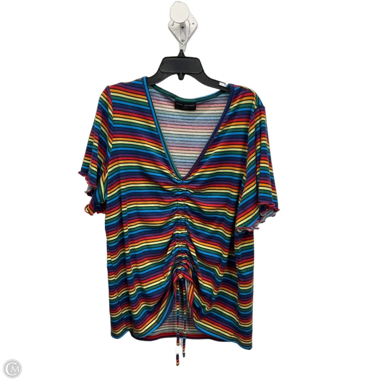 Top Short Sleeve By Lane Bryant In Rainbow Print, Size: 3x