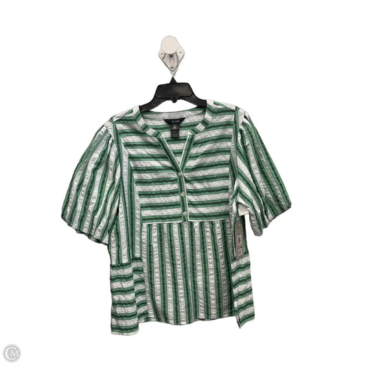 Blouse Short Sleeve By Ali Miles In Green & White, Size: L