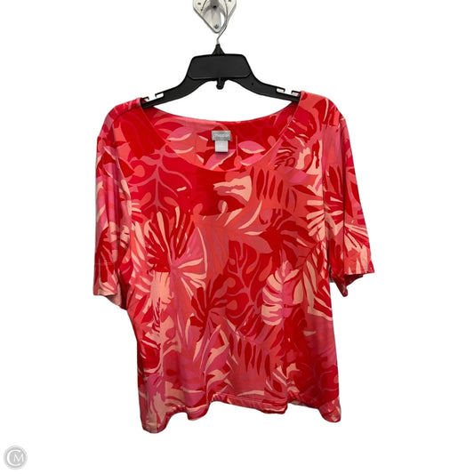 Top Short Sleeve By Chicos In Tropical Print, Size: Xl