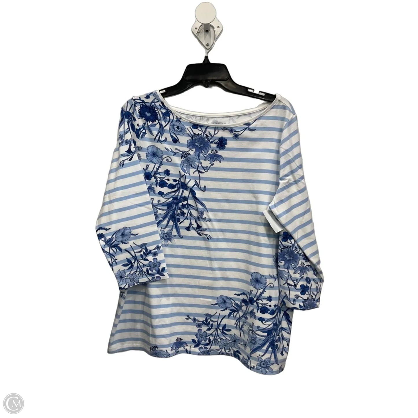 Top 3/4 Sleeve By Talbots In Striped Pattern, Size: 1x