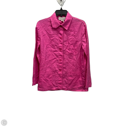 Blouse Long Sleeve By Evan-picone In Pink, Size: M