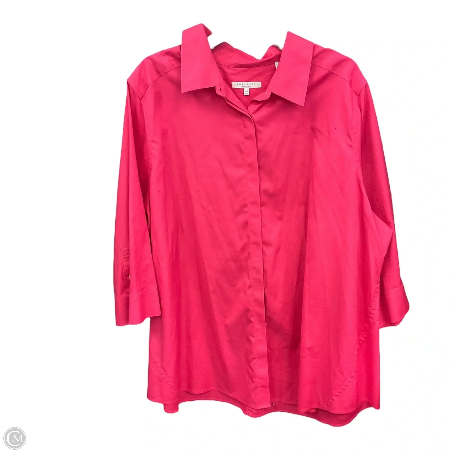 Blouse 3/4 Sleeve By Foxcroft In Pink, Size: 1x