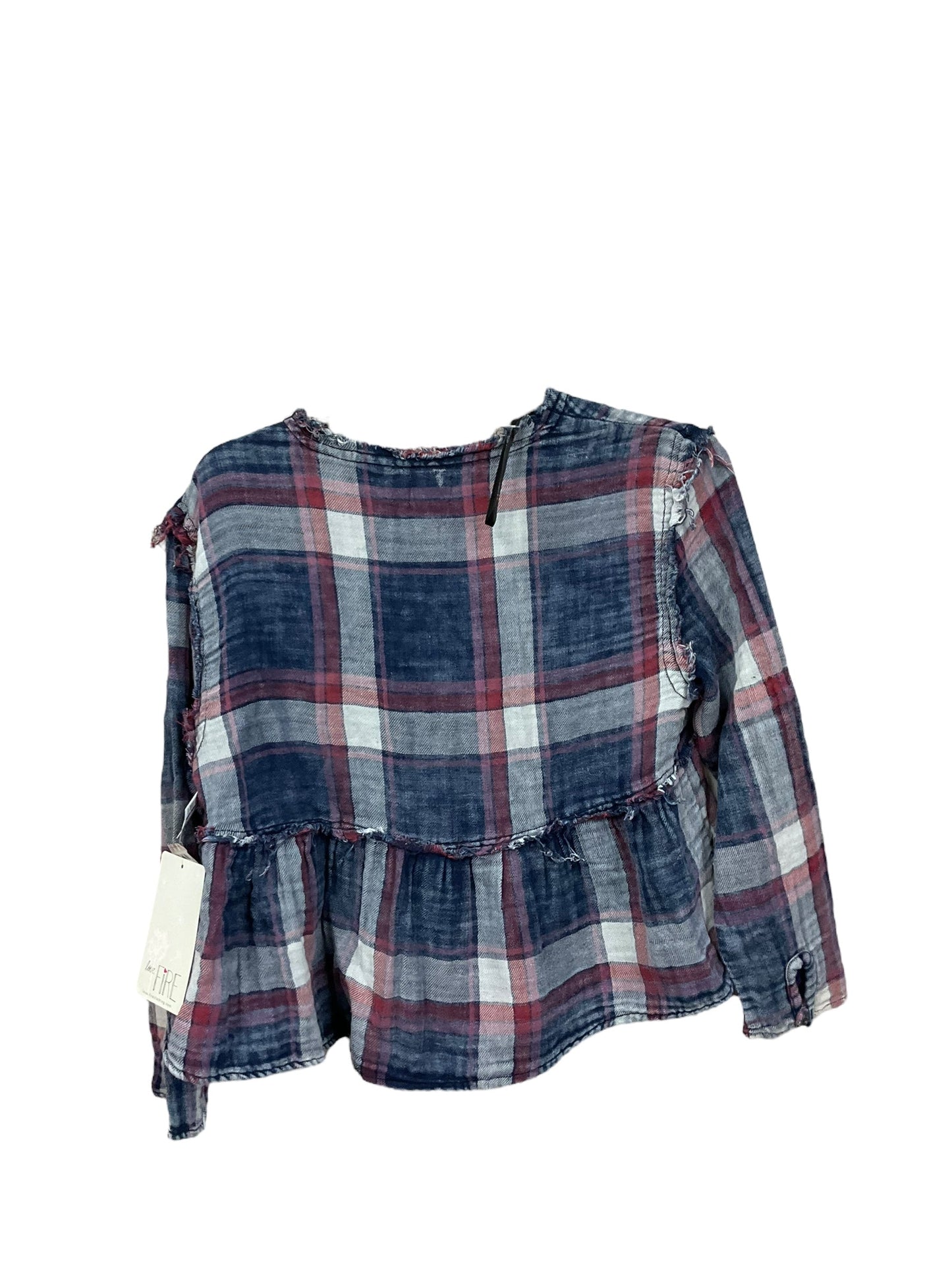 Top Long Sleeve By Love Fire In Plaid Pattern, Size: S