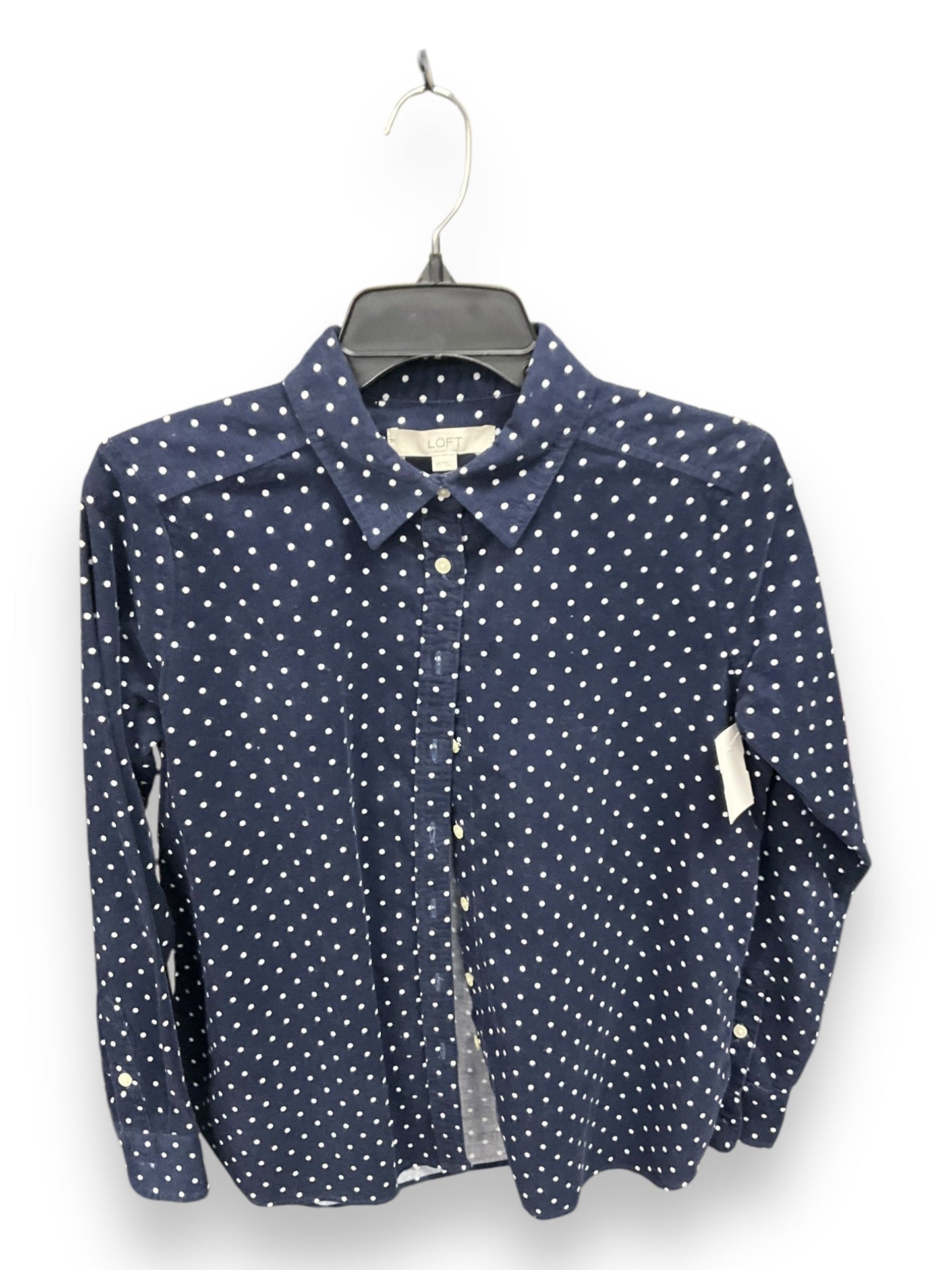 Blouse Long Sleeve By Loft In Polkadot Pattern, Size: Xs