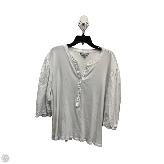 Top 3/4 Sleeve By Ophelia Roe In White, Size: 3x