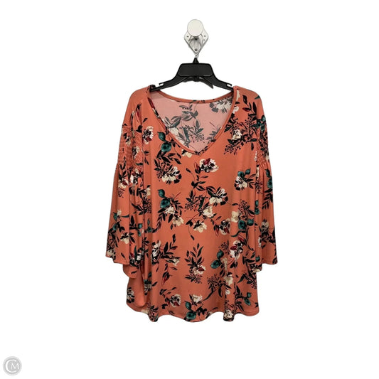 Top 3/4 Sleeve By Evri In Floral Print, Size: 3x