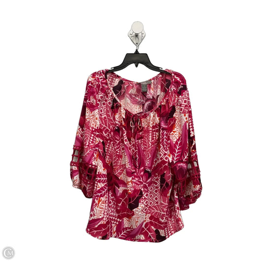 Top 3/4 Sleeve By Clothes Mentor In Pink, Size: 3x