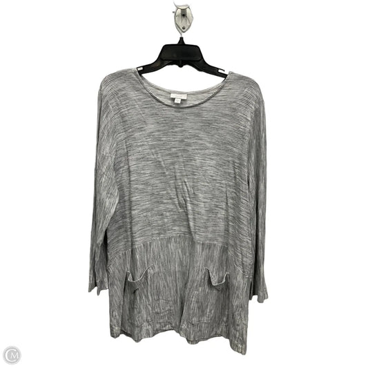 Top Long Sleeve By Pure Jill In Grey & White, Size: Xl