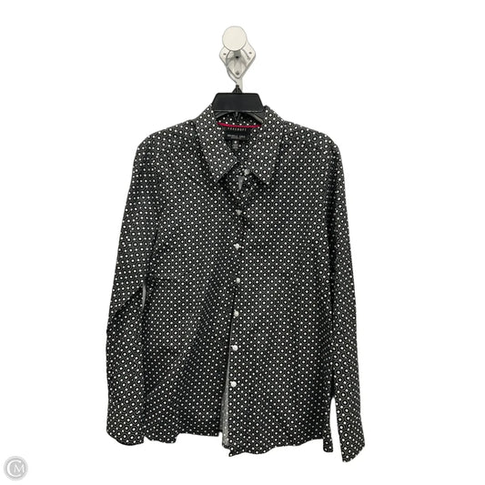 Blouse Long Sleeve By Foxcroft In Black & White, Size: Xl
