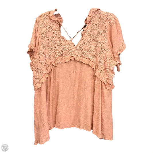 Top Short Sleeve By Oddi In Peach, Size: 1x