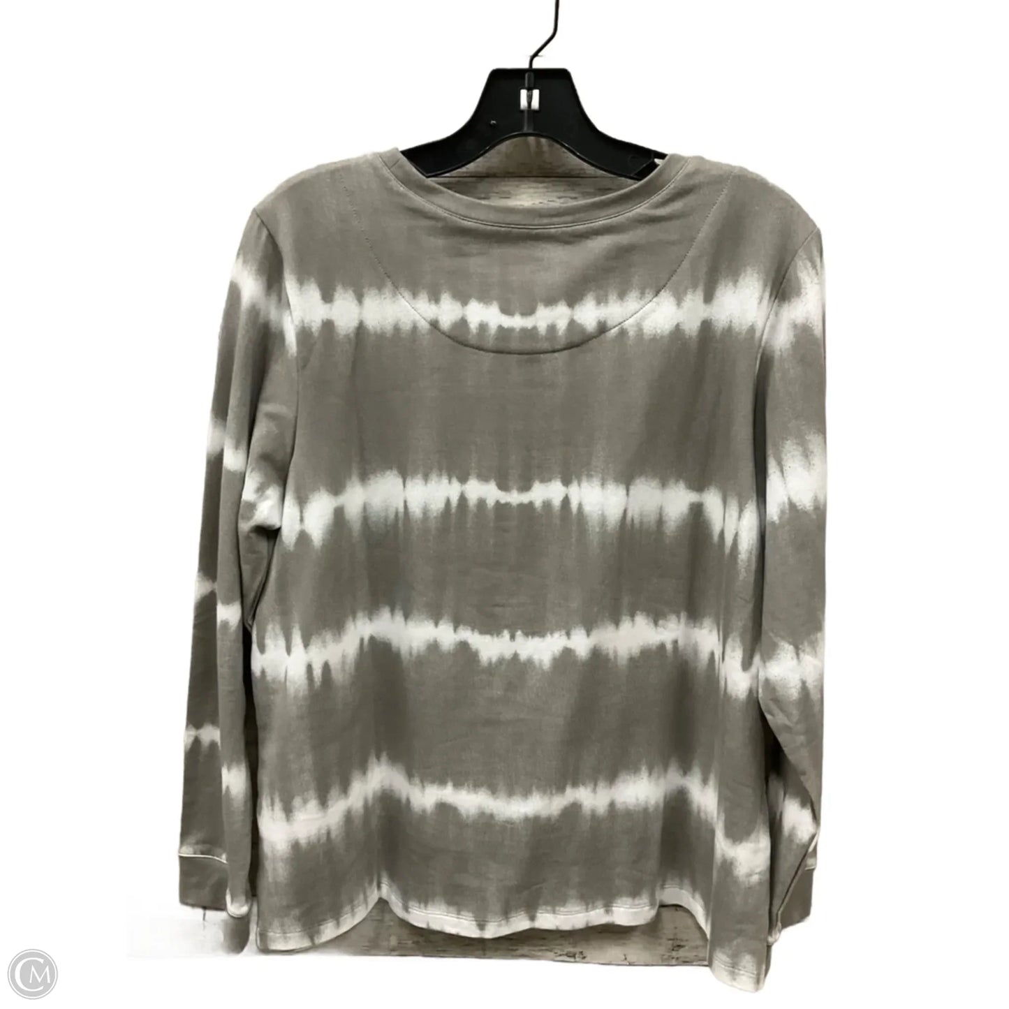 Top Long Sleeve By D&co. In Grey & White, Size: M